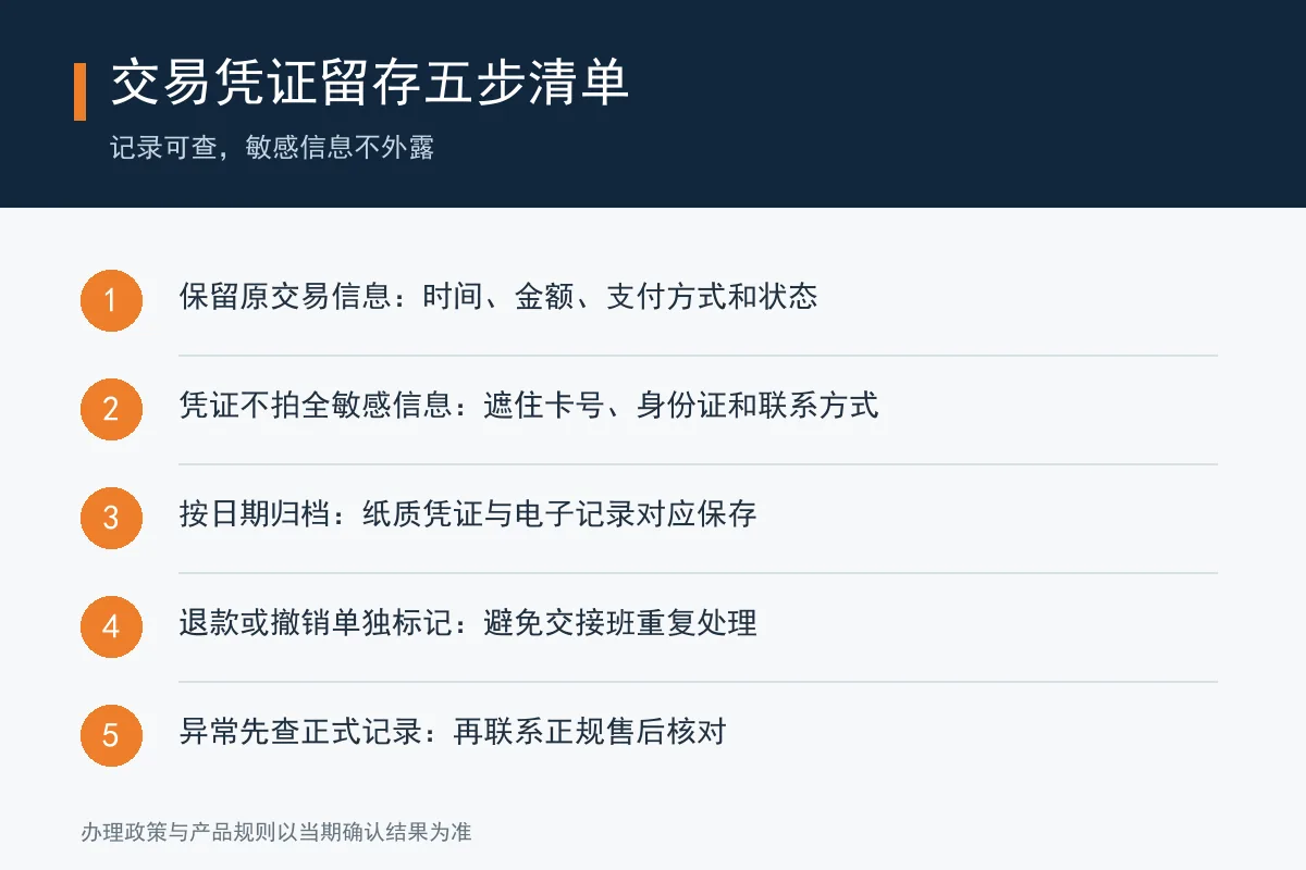 POS交易凭证留存五步清单