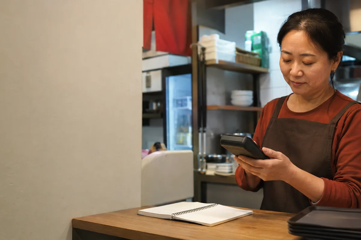 商户核对通用POS终端状态的场景示意图